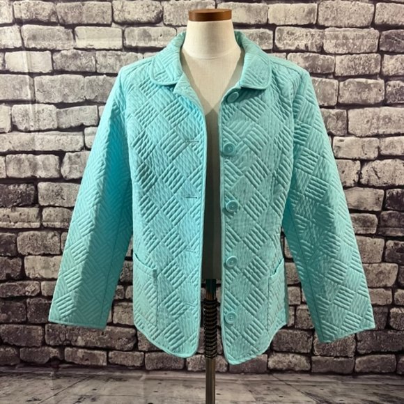 croft & barrow Jackets & Blazers - Croft & Barrow Aqua Quilted Long Sleeve Jacket Size XL